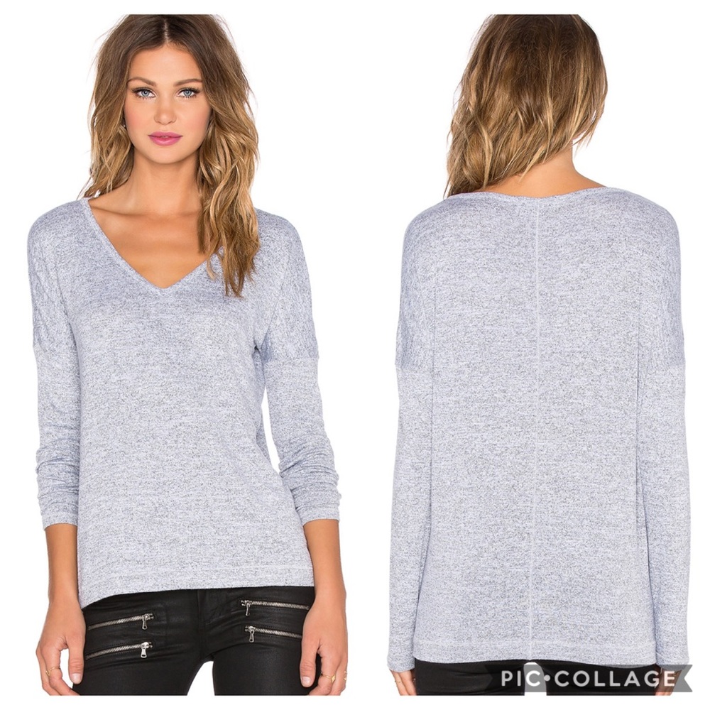 Rag & Bone Grey ‘Theo’ Long Sleeve V Neck Top | XS